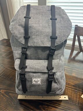 Herschel Supply Company Little America Grey Backpack with Black Straps EUC